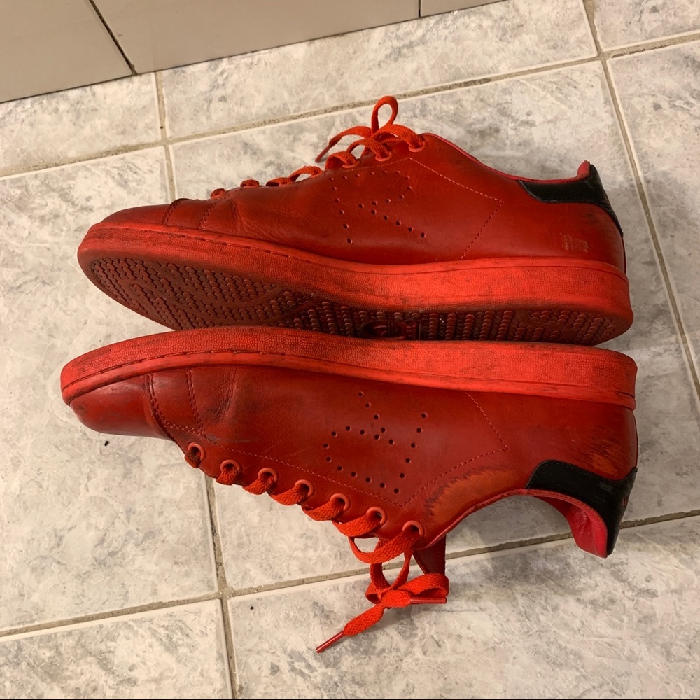 Raf Simons x Stan Smith Red Sneakers Adidas Size 10.5 - Picture 6 of 11